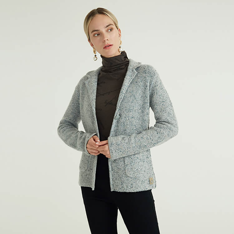 Heavy Gauge Pure Knitted Jacket Custom Cashmere Knit Cardigan