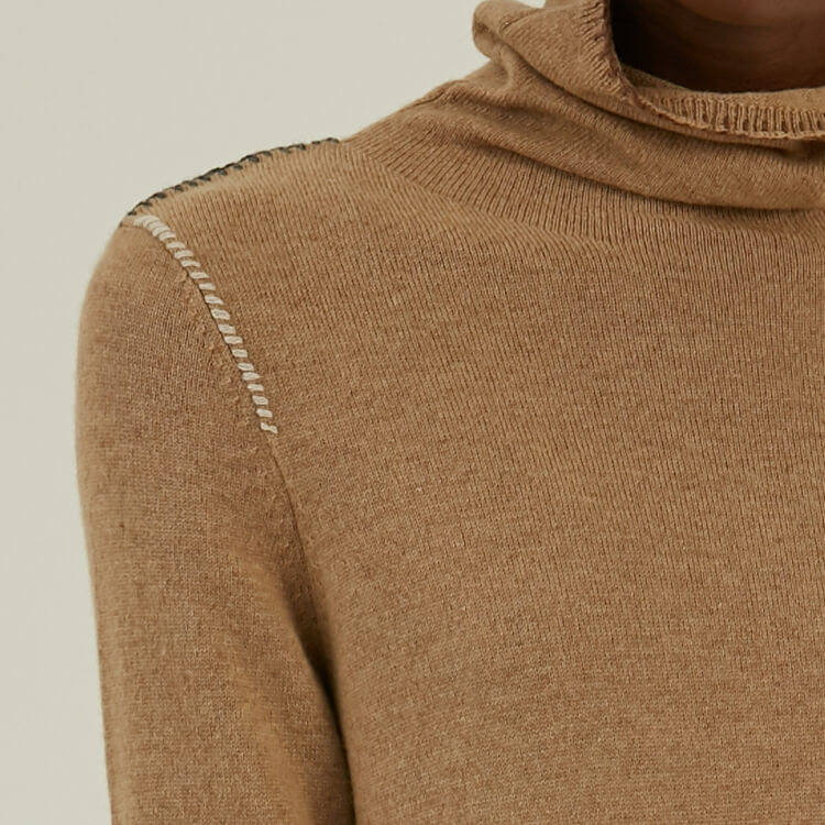 Personalized 100% Cashmere Hand Stitching Turtleneck Knit Long Sweater Dress