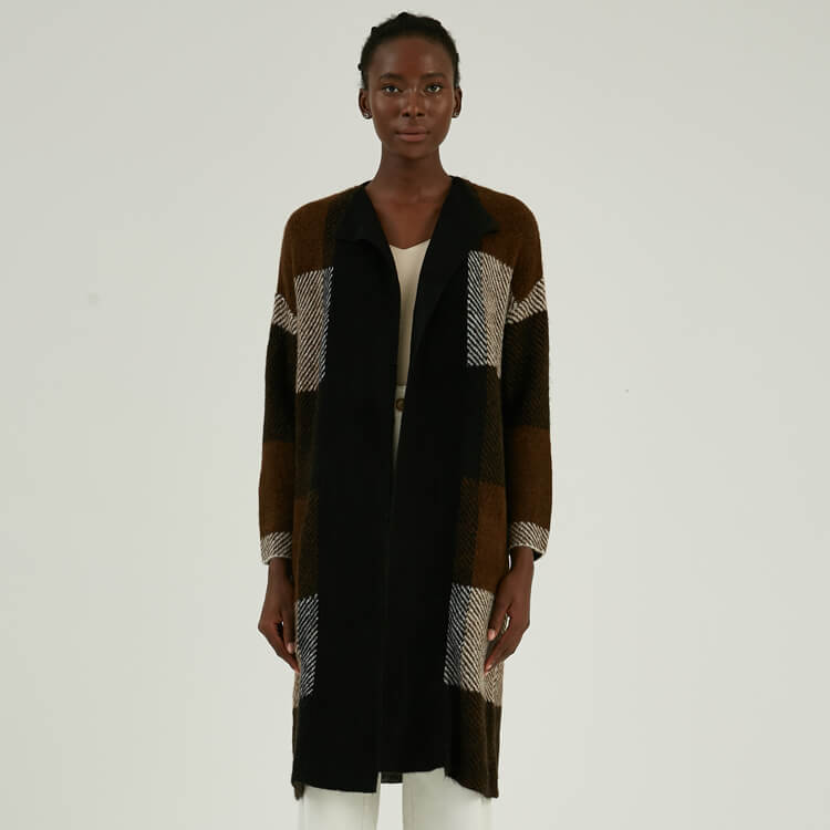Custom Heavy Gauge Cashmere Blend Womens Long Plain Knitted Duster Cardigan Coat