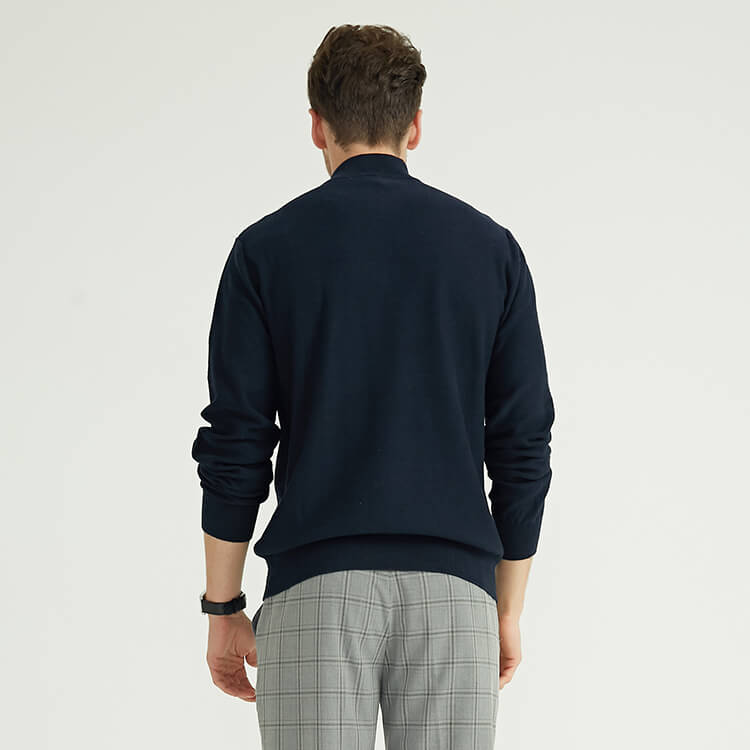 Custom Men\'s 100% Cotton Long Sleeve Quarter Zip Knit Pullover Sweaters