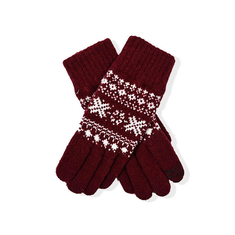 Color Contrast Design Knitted Fashion Versatile Gender Free Knitted Gloves